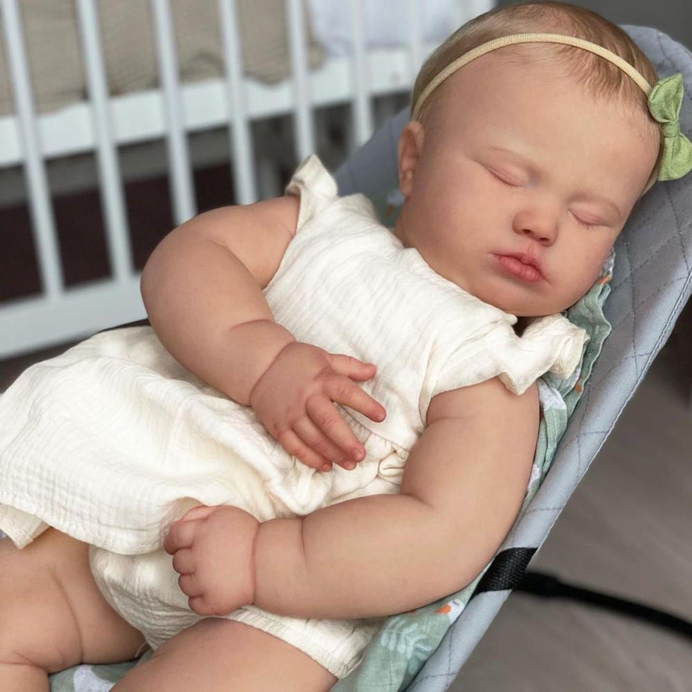 

BZDOLL 24inch Sleeping Reborn Baby 3D Skin Soft Vinyl 60 CM Big Size Doll Toy for Girl with Vascular Vein Cloth Body Like Real Art Bebe cloth body doll