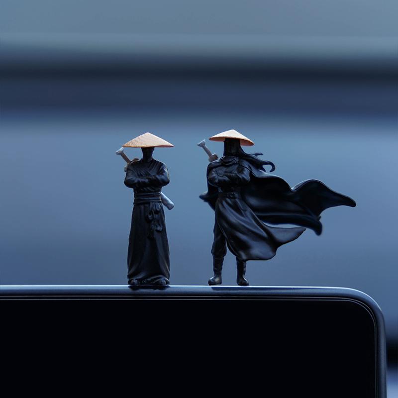 50mm Reçine Mini Figürler Model Antik Japon Çinli Ninja Samuray Savaşçı Modelleme Havalı Mini Araba Dekorasyon Hediyeleri