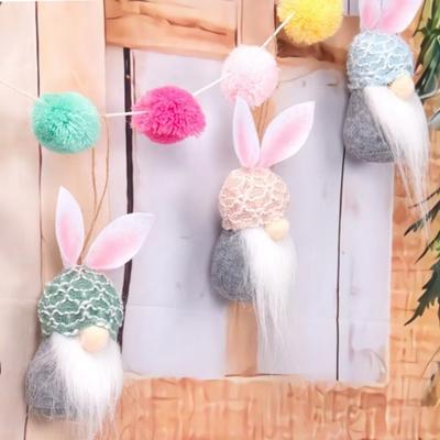 5pcs New Happy Easter Easter Plush Hanging Colorful Party Props Doll Ornaments Rabbit Elf Easter Decoration Home Decoration