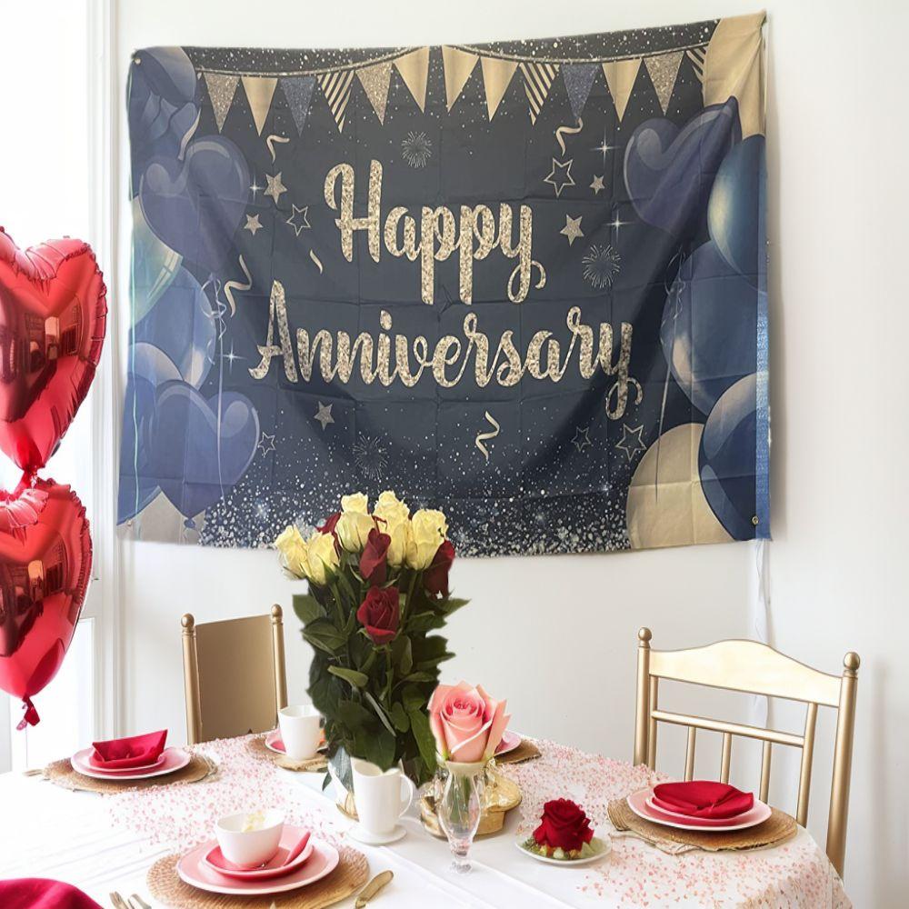 Decorations Supplies Navy Blue Happy Anniversary Large Party Banner Birthday Party Women