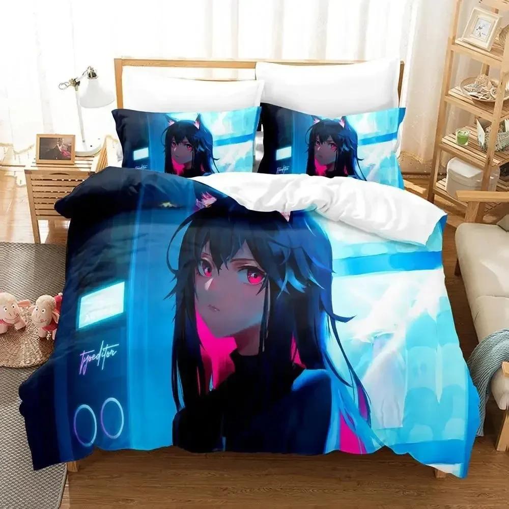 Kawaii Anime Arknights Bedding Set Single Twin Full Queen King Size Bed Set Aldult Kid Bedroom Duvetcover Sets 3D Bed Sheet Set