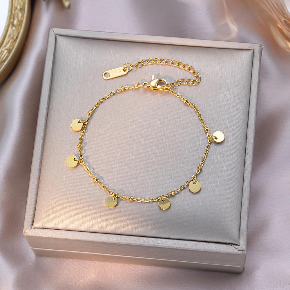 Elegant 18K Gold Titanium Steel Bracelets: European & American Fashion, Non-fading, Women's Versatile Personality Hand Jewelry