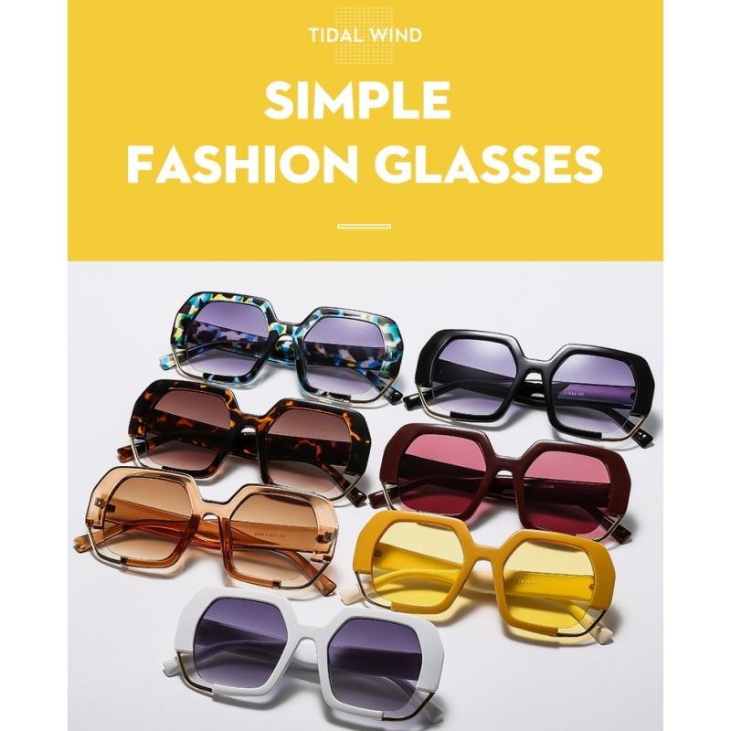 Women's sunglasses, men's and women's fashion square sunglasses, thick frame sunglasses