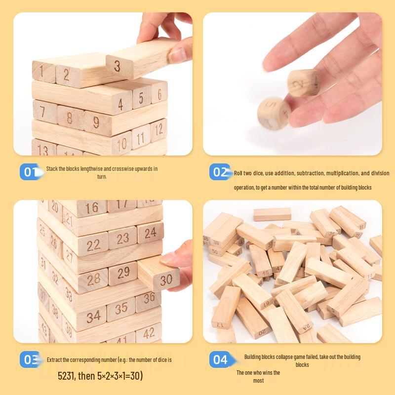 Pädagogisches Holz-Stapelspiel für Kinder – Balance- und Ziehklötze Spielzeug