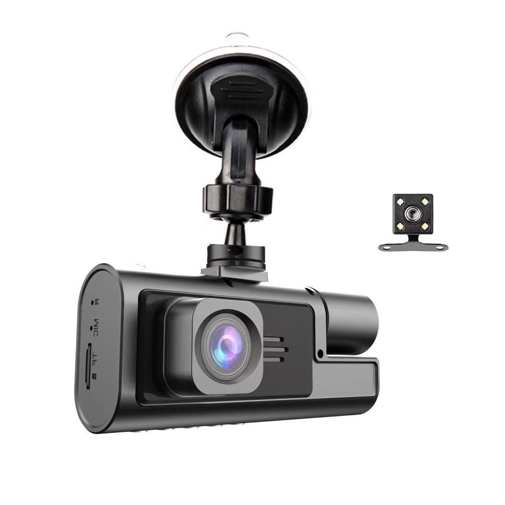 1080P 3 Channel Dash Cam, Triple Lens Recording, IR Night Vision, Ultra Wide Angle, Auto Loop Recording, Universal Fit