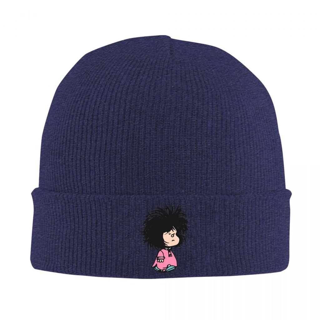 Mafalda With Disheveled Hair Knitted Hat Beanies Autumn Winter Hats Warm Color Anime Cartoon Cap for Men Women