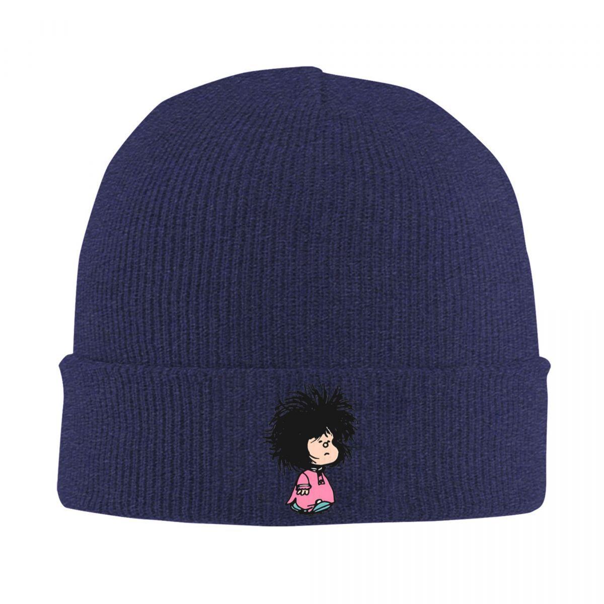 

Mafalda With Disheveled Hair Knitted Hat Beanies Autumn Winter Hats Warm Color Anime Cartoon Cap for Men Women