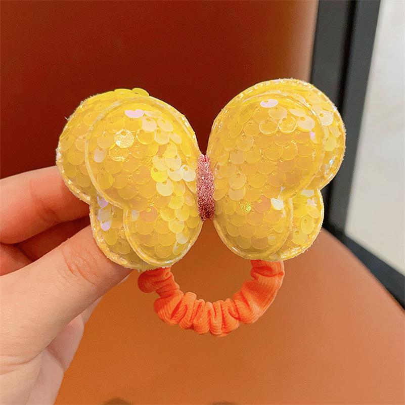 Sequin Butterfly Hair Tie - No-Damage Knot Tie for Kids, High Ponytail Rubber Band, Little Girl Hair Accessory.
