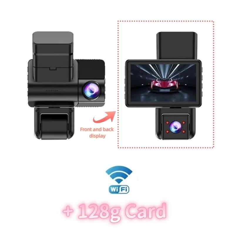 Dash Cam with Triple Recording, HD 1080P, WiFi, Infrared Night Vision, and Ultra-wide-angle Triple Lens