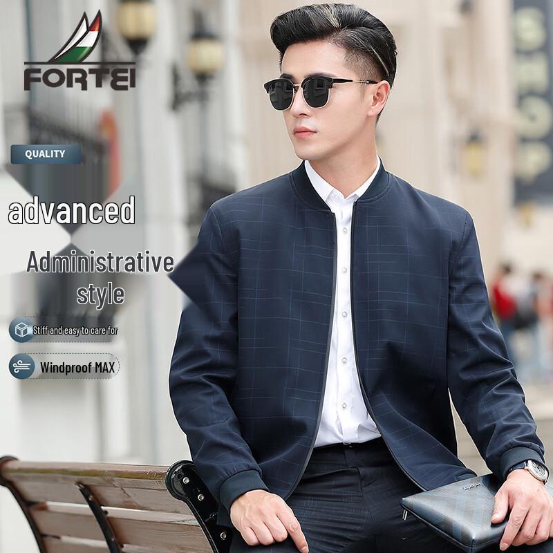

Futing Men s Executive Striped Baseball Collar Jacket 52