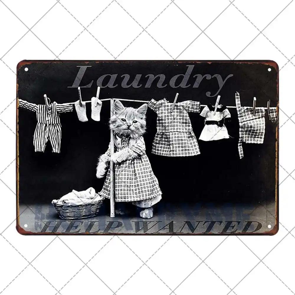Segni Targa Retro per Lavanderia Segno Pittura su Latta Vasca Idromassaggio Bagno Metallo Poster Adesivi Murali Vintage Decorazione Casa Piatti 20x30cm