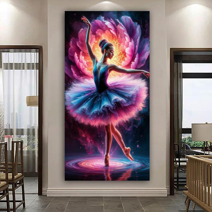 Ballet Dancer Pink Peony Large Size Diamond Painting Girl Blooming Flower Diy Full Square Round Drill Rhinestone Embroidery Mosaic Cross Stitch Kits