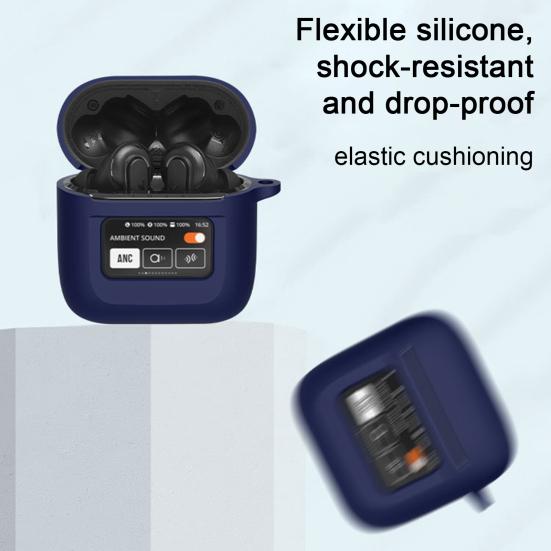 Headset Case Shockproof Full Protection Ant-scratch Silicone Storage Bag with Hook for JBL Tour Pro2