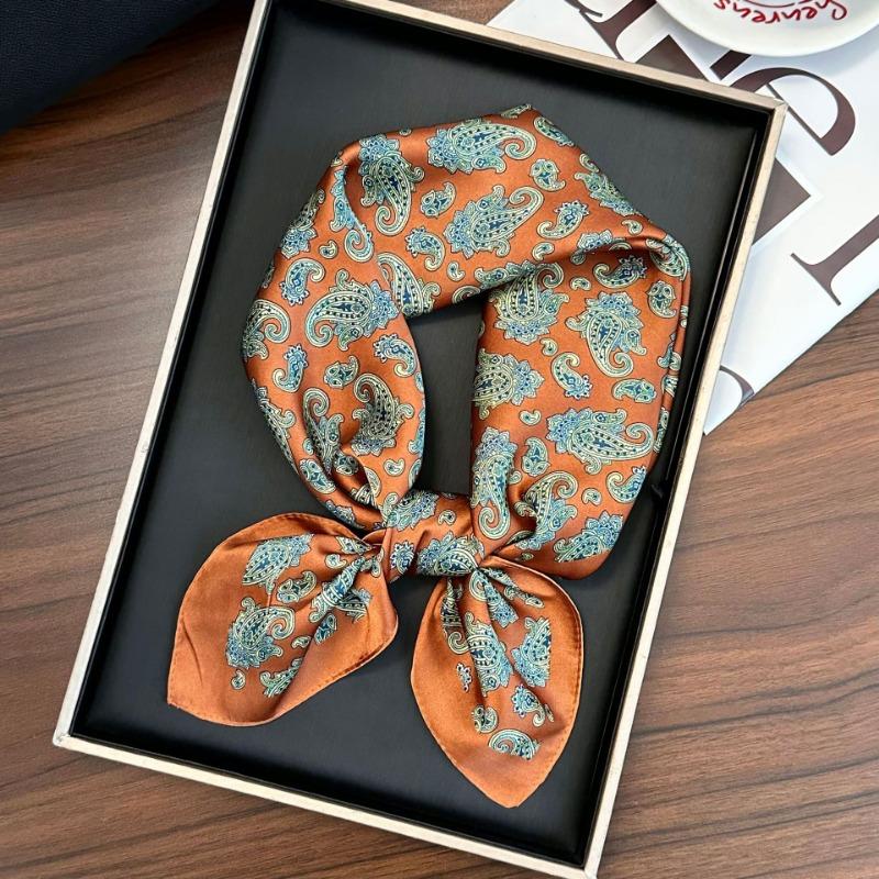 Polka Dot Silk Scarf Square Scarf High-end New Versatile Decorative Scarf Scarf Scarf Neck Cashew Flower Scarf Shawl Can Be Used As a Tube Top