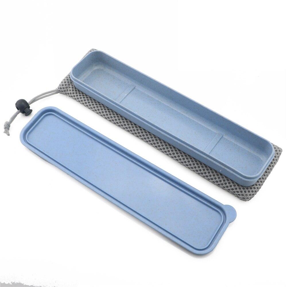 Light Portable 8 Pieces Flatware Set Stainless Steel Cutlery Set Knife Fork Spoon Juice Straws Clean Brush With Travel Bag