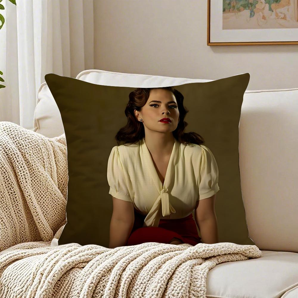 HHayley Atwell Cushion Cover Linen Pillowcase Soft for Sofa Bed Home Room Decor