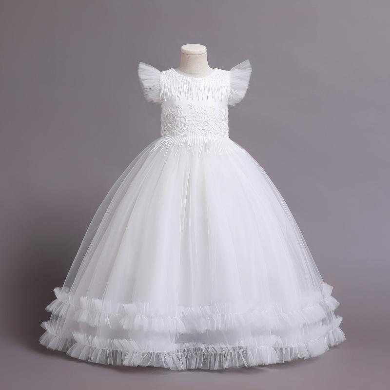 

Pink Satin Princess Cotton Dress for Girls - European & American Style, All-Season Wear, In Stock 140 cm