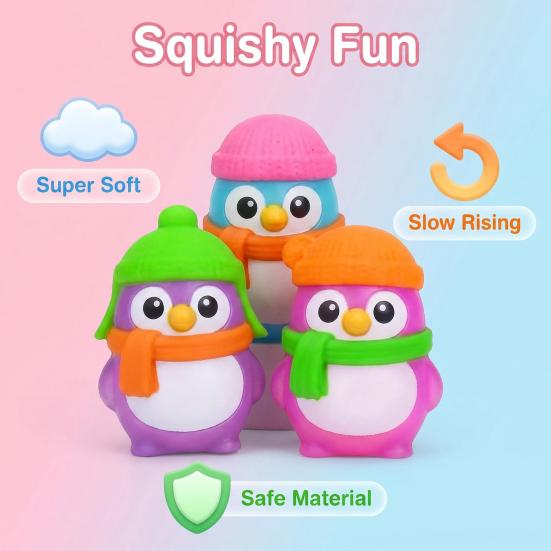 Penguin Squeeze Toy Set Stress Relief Slow Rise Balls