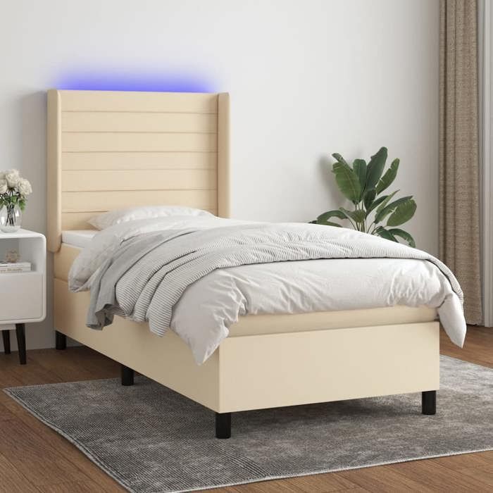 VidaXL Sommier à Lattes de Lit avec Matelas et LED, Lit Rembourré, Lit Simple, Lit Adulte de Chambre à Coucher Intérieur, 3138354