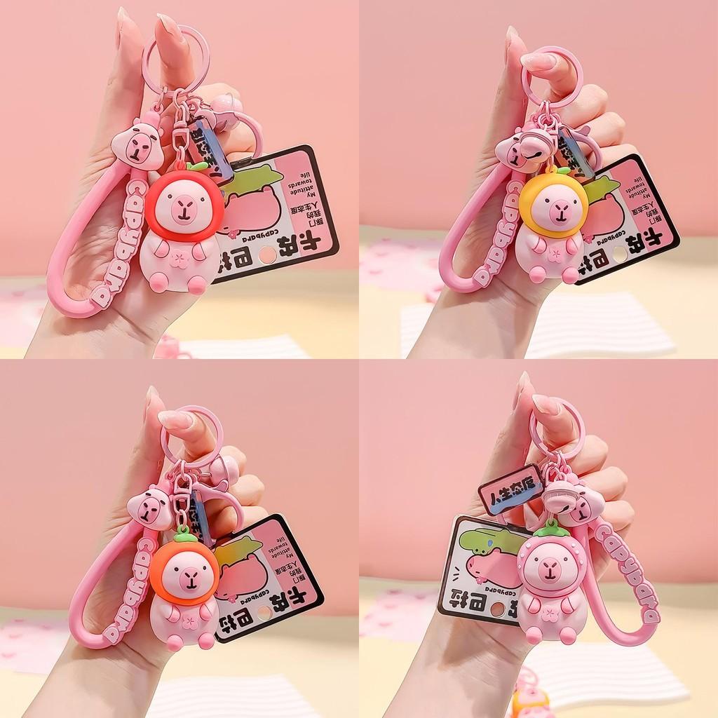 Capybara Pink Costume Resin Keyring Cartoon Pendant For Kids And Animal Fans