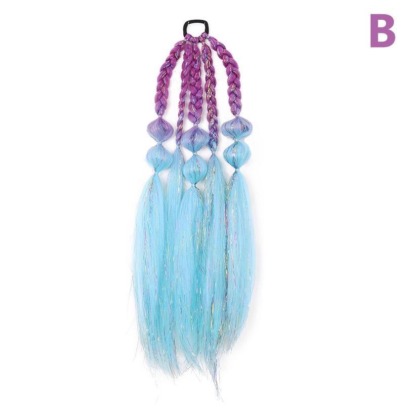 26Inch Synthetic Colored Long Lantern Bubble Braid Ponytail Hair Extension Elastic Rubber Bands Hairpiece For Women