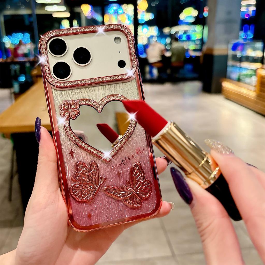 Butterfly Gradient Wave Pattern Mirror Phone Case for Apple IPhone Air 11 12 13 14 15 16 17 Pro Max Plus Make Up Cover