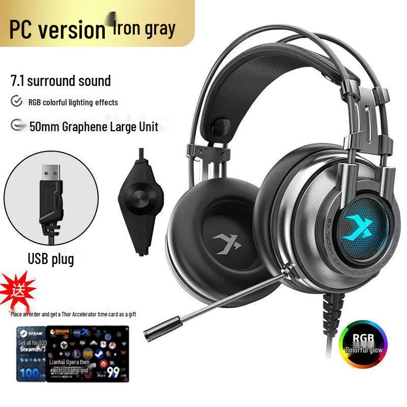 Over-Ear 7.1-Kanal Gaming-Headset mit geräuschunterdrückendem Mikrofon