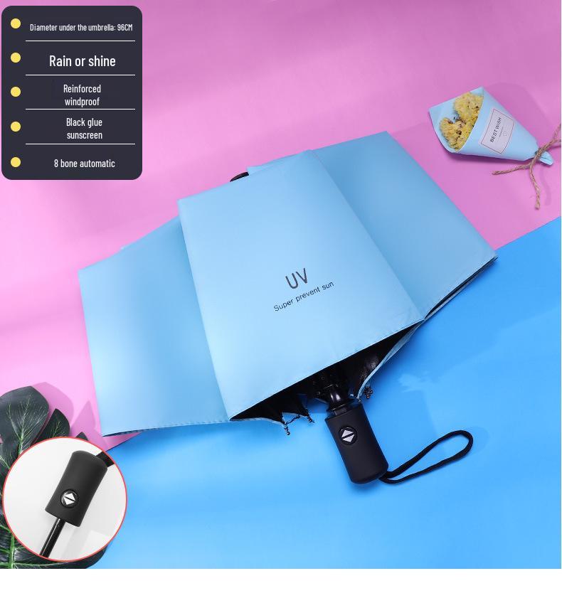 Large Reinforced Automatic Umbrella for Men & Women - Ideal for Sun & Rain with UV Protection