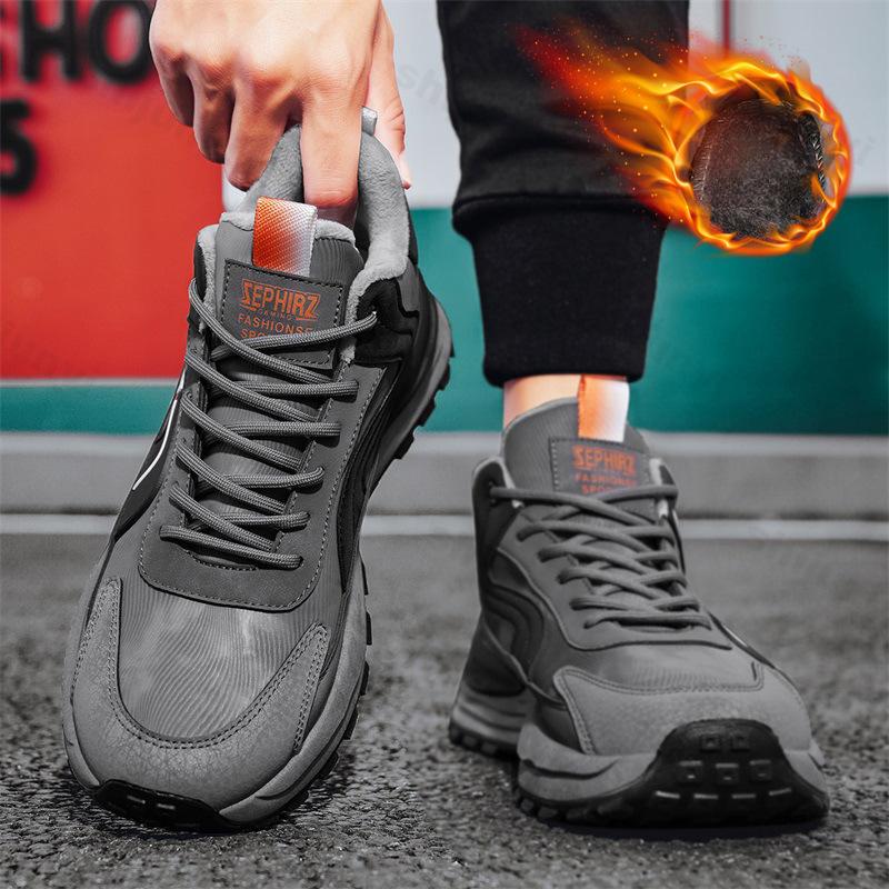 Fashion Men Sneakers Fashion 2025 Winter New Cotton Shoes Anti Slip Comfort Male Students Running Thick Soled Lace Up Casual Shoes