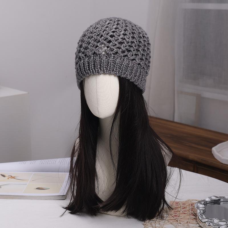 Ins Hollow Knitted Hat Women's Autumn and Winter New Warm Wool Hat Showing Face Small Versatile Cold Hat Headhat