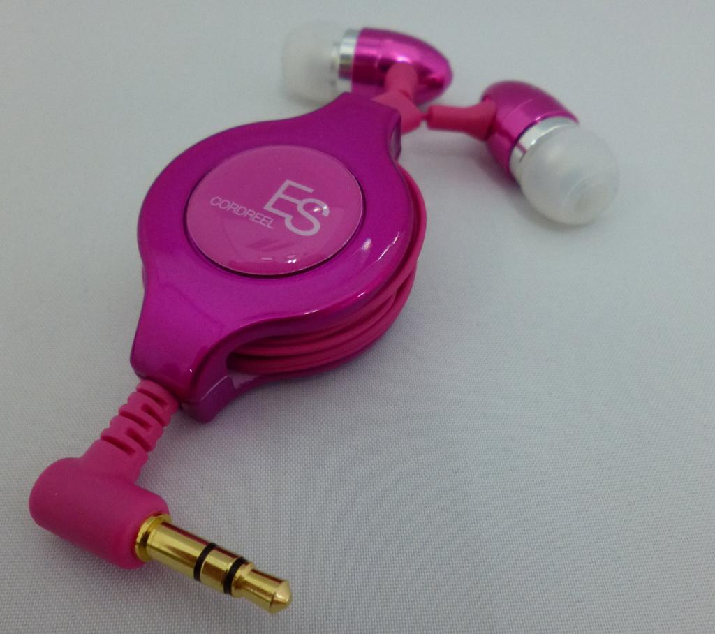 Excel Sound Retractable Aluminum Housing In-Ear Headphones, Pink EH-R37 PK