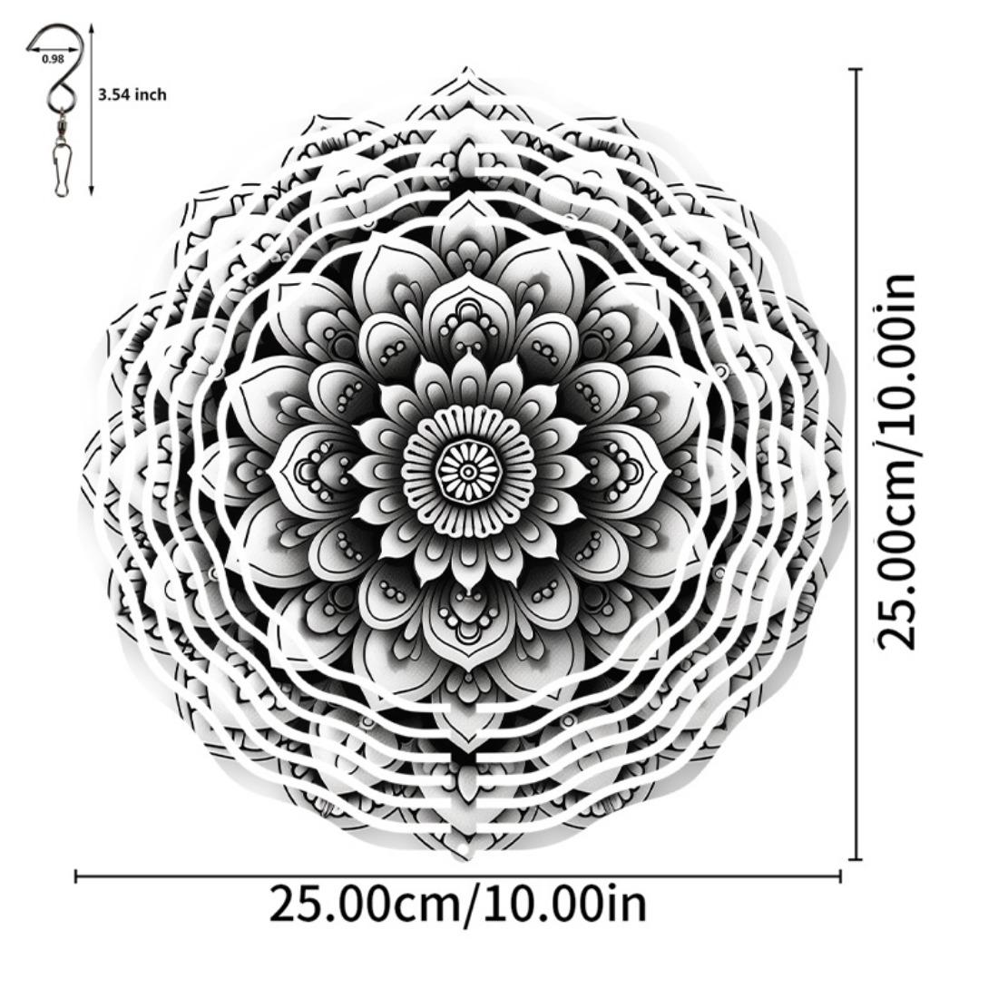 

3D Металлический Флюгер-Мандала Цветок - Вращающийся на 360° Подвесной Декор для Сада, Искусство для Двора на Открытом Воздухе, Не Требуется Батарея 01A