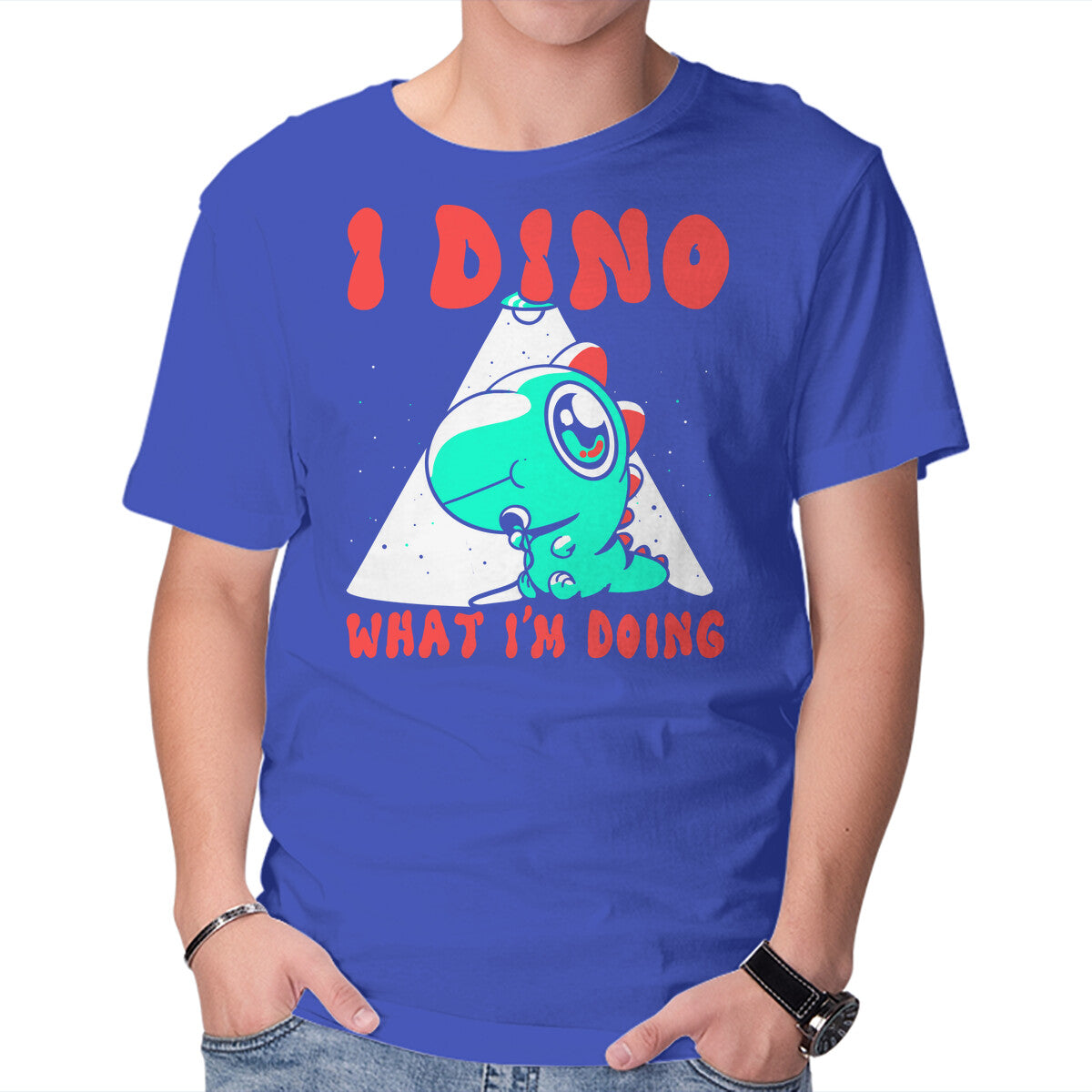 Unisex Crew Neck T-Shirt I Dino What I m Doing Graphic Short Sleeve Casual Tee M
