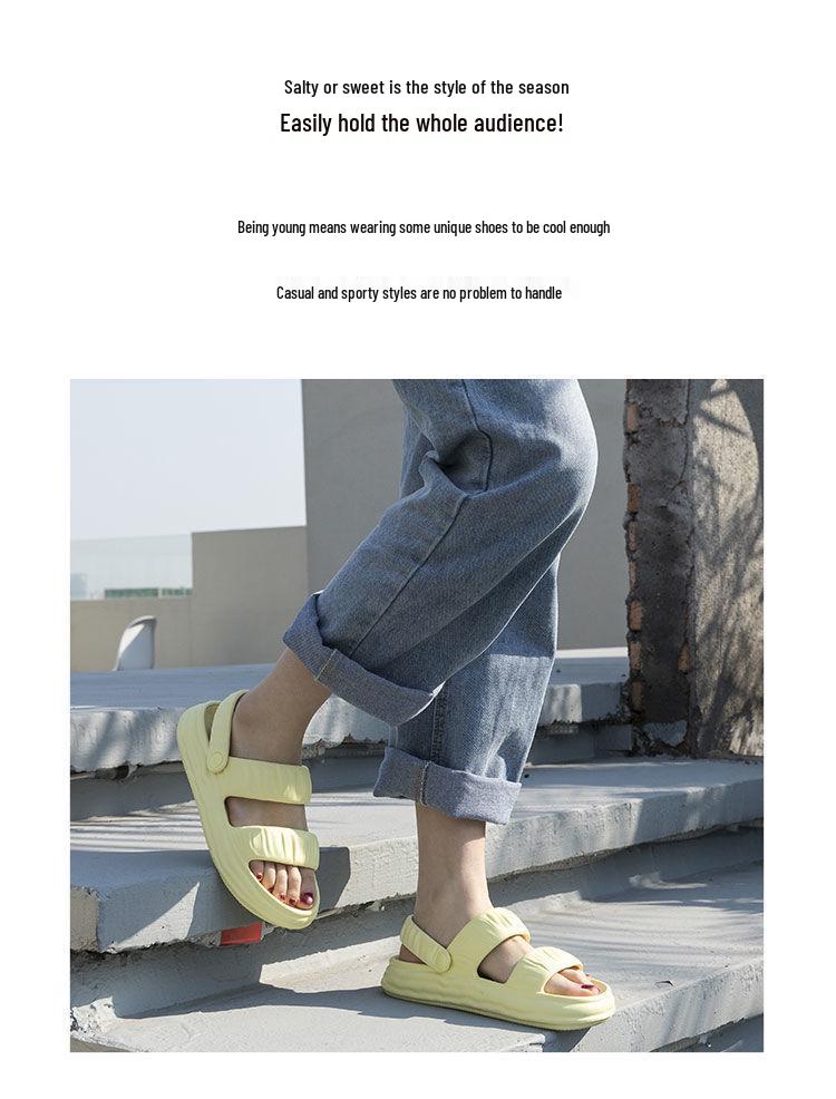 Dámské univerzální luxusní plážové pantofle vysoké hodnoty – Trendy, protiskluzové, pro venkovní nošení, design celebrit ve dvojím stylu