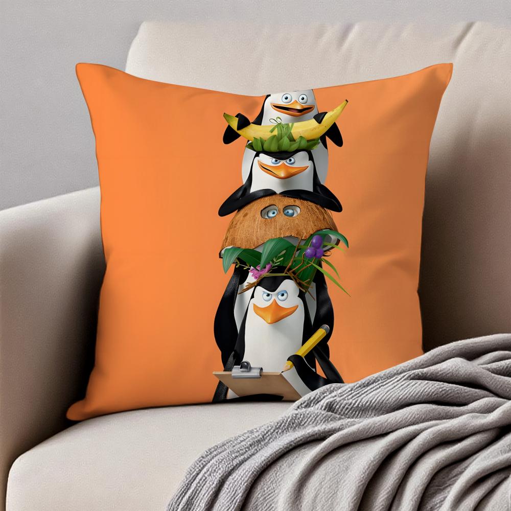 Die Pinguine von Madagaskar Kissenbezug Kissenhülle Milbenschutz Unsichtbarer Reißverschluss Kurzer Plüsch Sofakissen