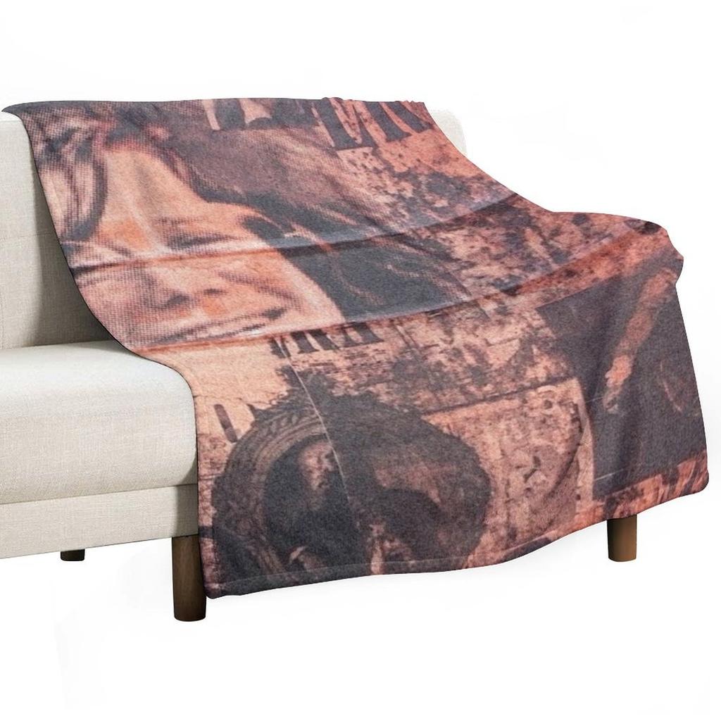 Red Vintage Wall with Janis Joplin Throw Blanket Bed linens Sofa Hairys decorative Blankets