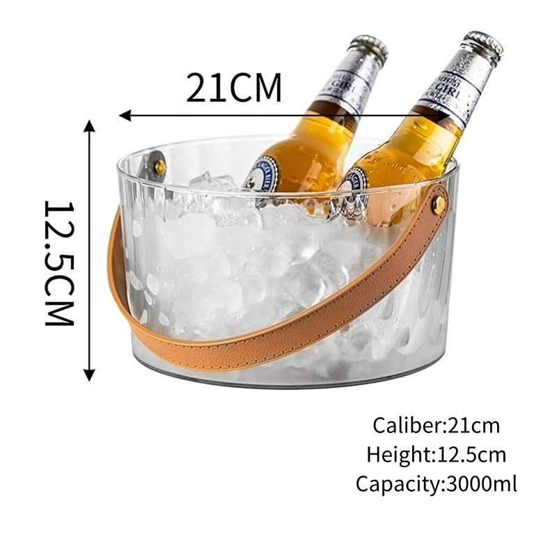 Portable Beer Ice Buckets Acrylic Champagne Bucket Fruit Storage Bucket Leather Portable Large Capacity Ice Buckets Bar Tools