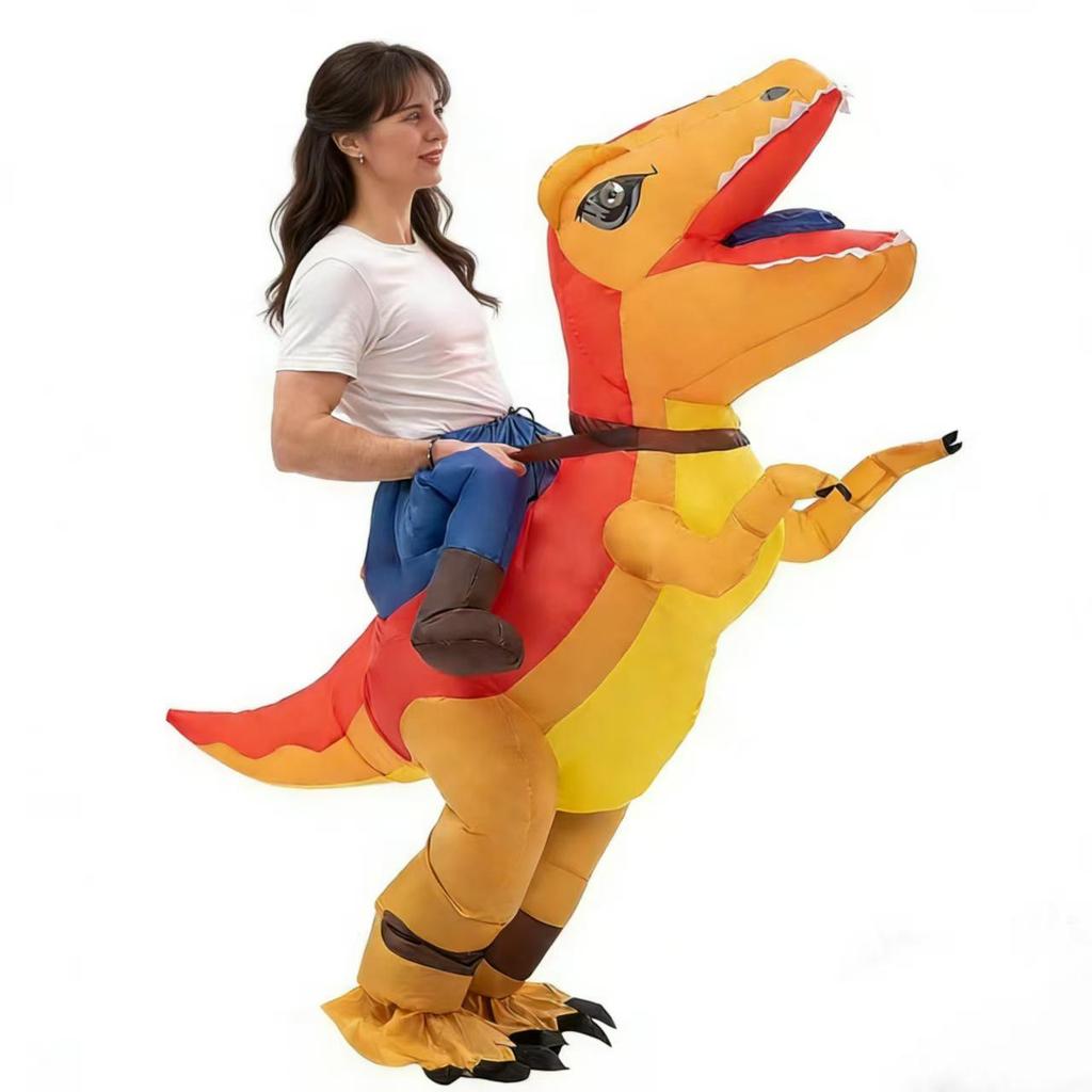 Halloween aufblasbares Teufelsjäger Drache Velociraptor Kostüm mit Sonnenbrille