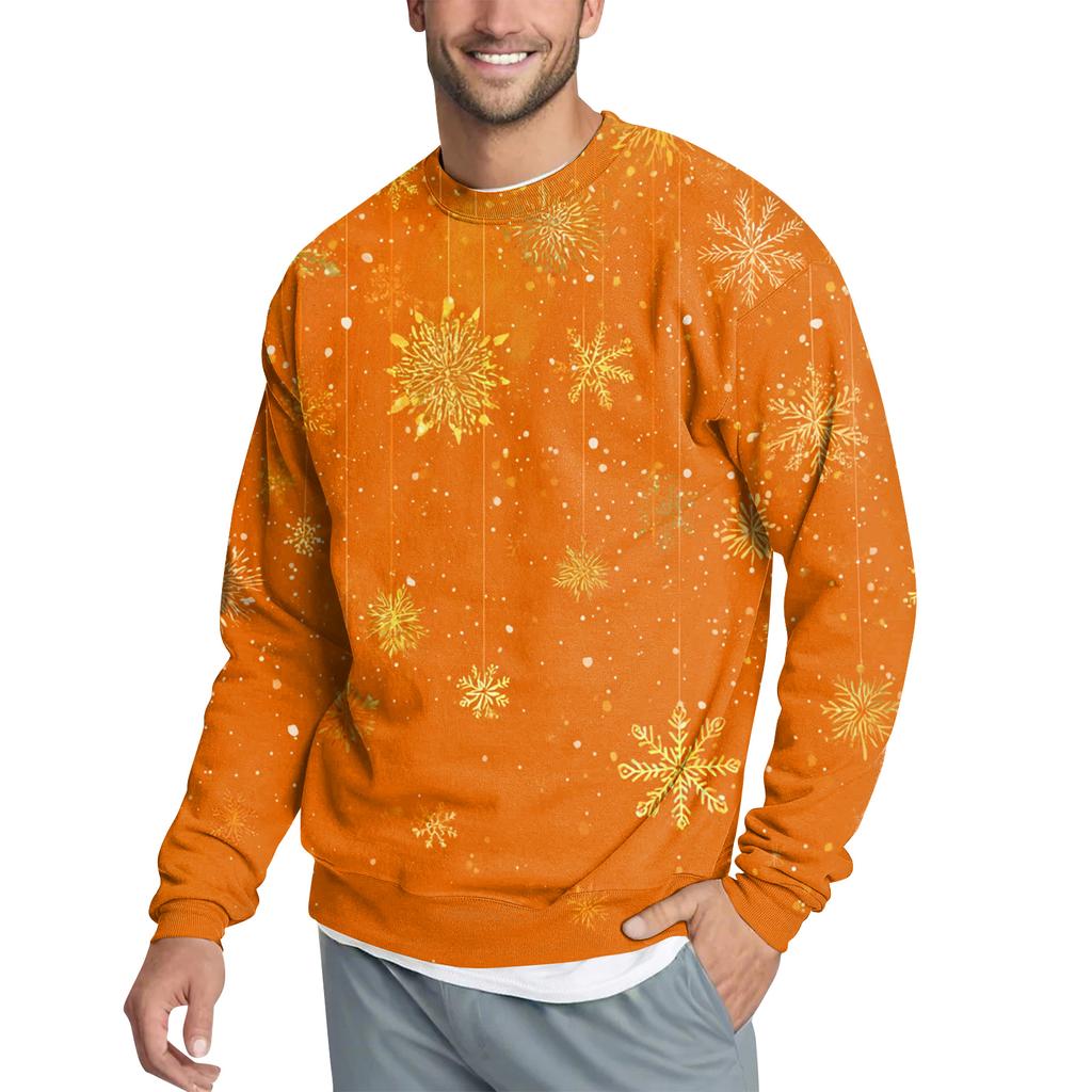 Men's Casual Fashion Printed Round Neck Pullover Sweatshirt