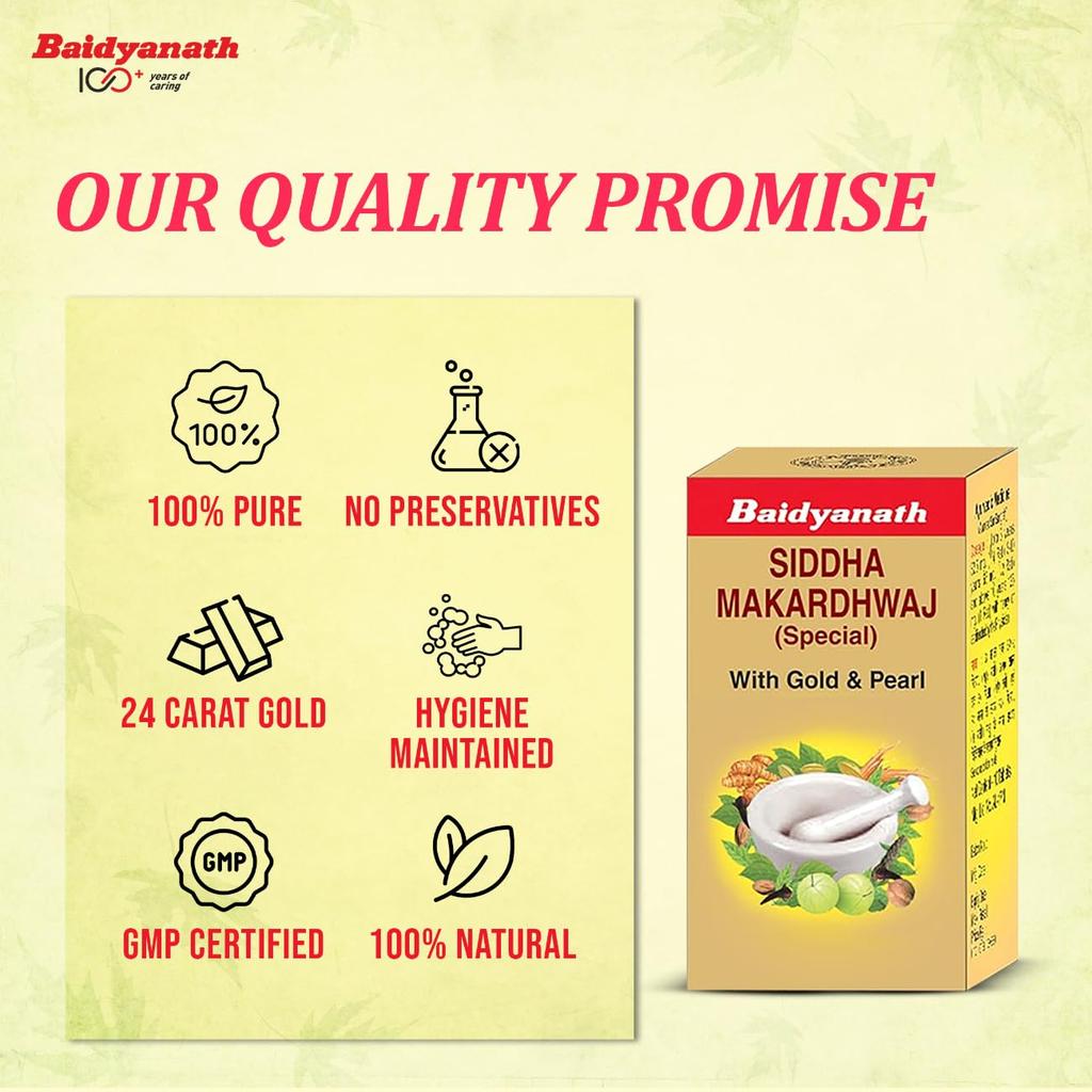 Baidyanath Siddha Makardhwaj Special 10 Tablets , Vitality, and General Weakness Rejuvenation