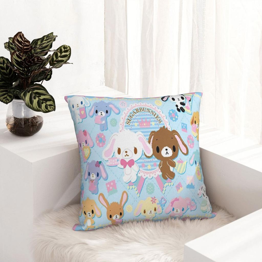 Sugarbunnies Anime Throw Pillow Cover Cushions for Sofa Cute Cartoon Awesome Pillowcase
