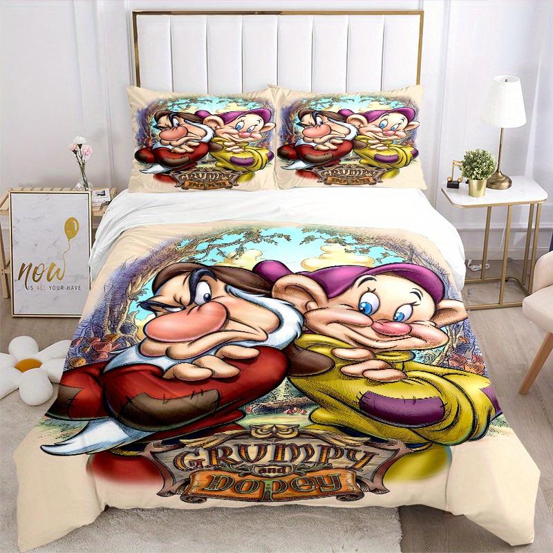 3pcs Grumpy & Dopey Printed Quilt Set Soft and Comfortable Quilt Cover for Bedroom, Guest Room W058