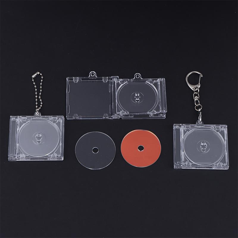Mini Cd Keychain Album Cases Plastic Cd Cases Clear Dvd Cover Bulk Dvd Jewel Keyring Music Blank Mini Compact Disc Holder