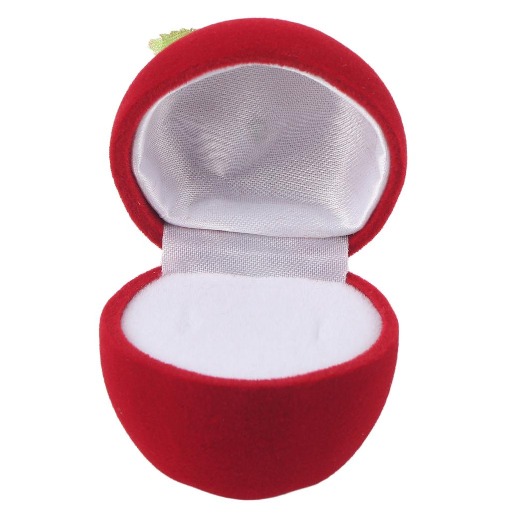 Flocked Ring Gift Box Red Apple Shaped Portable Earrings Necklace Rings Jewelry Storage Case