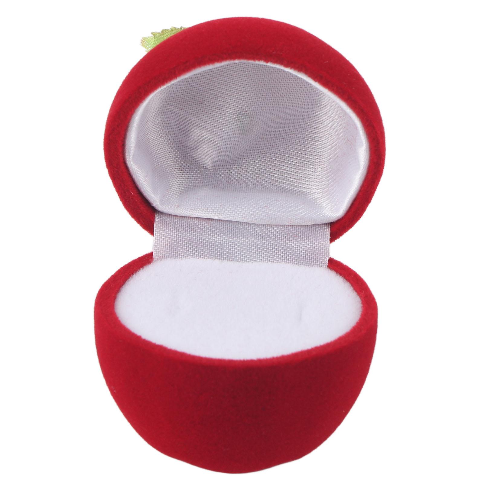 

Flocked Ring Gift Box Red Apple Shaped Portable Earrings Necklace Rings Jewelry Storage Case