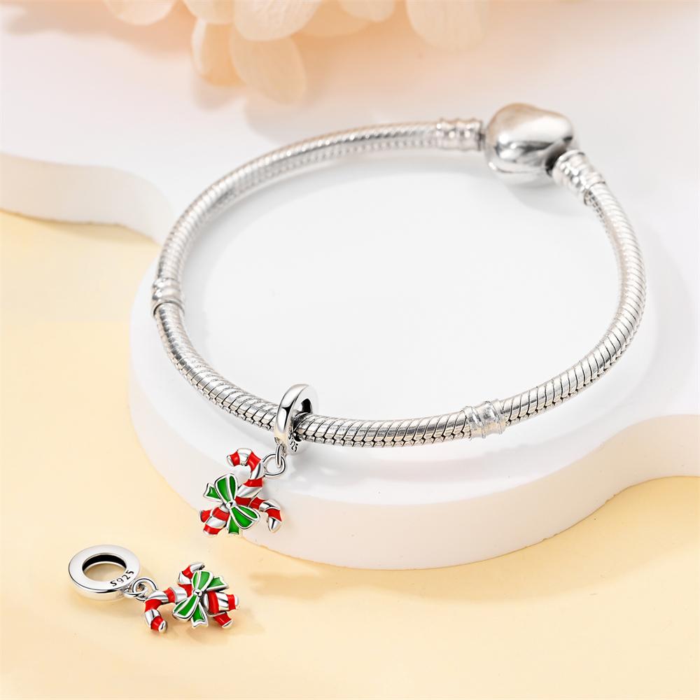 Original Copper Charms Luxury Christmas Walking Stick Pendant Beads Fit Bracelet Diy Women Making Delicate Gift