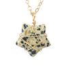 Hand-Wound Gold Natural Crystal Agate Pentagram Tiger Stone Star Necklace N583