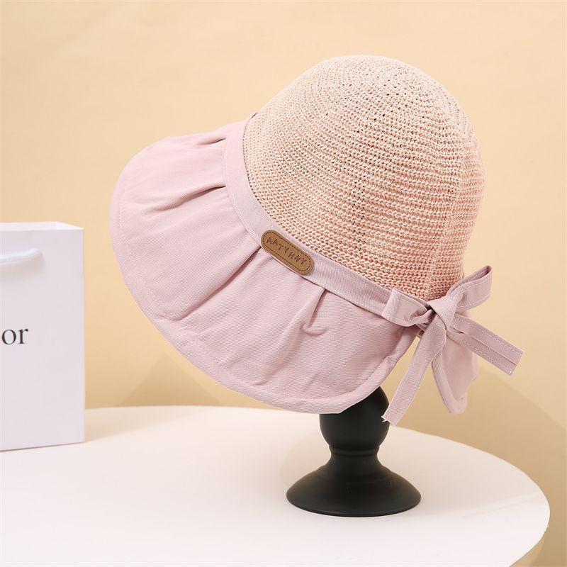 New bucket hat spring and autumn cotton labeling hat women's sunscreen sun hat big brim sun hat