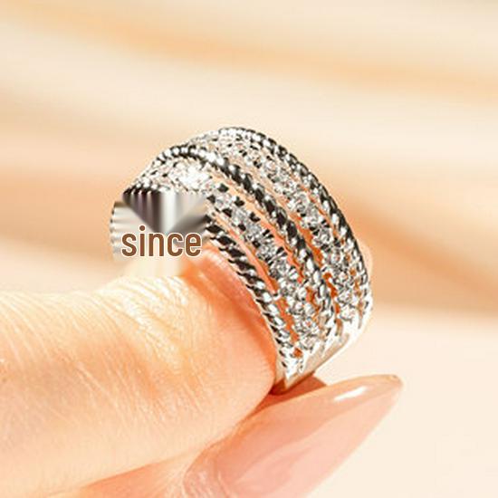 Women's Wide Band Micro-Paved Zircon Ring - Fashionable, Luxurious, Trending Statement Jewelry