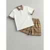 Men Casual Plaid Short Sleeve Polo Shirt And Shorts Outdoor Sports Set